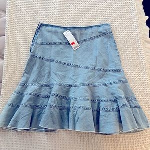 Denim side zip flounce skirt